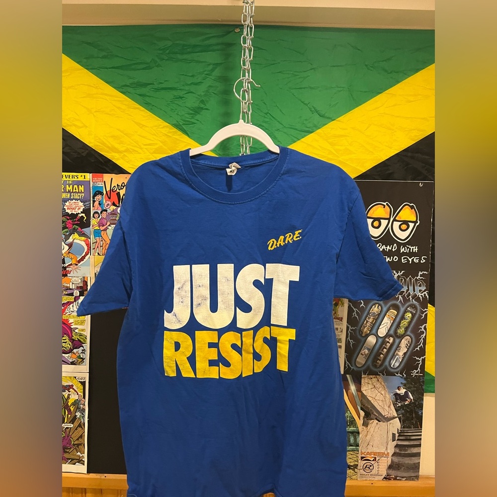 Blue 'Just Resist' Graphic Tee